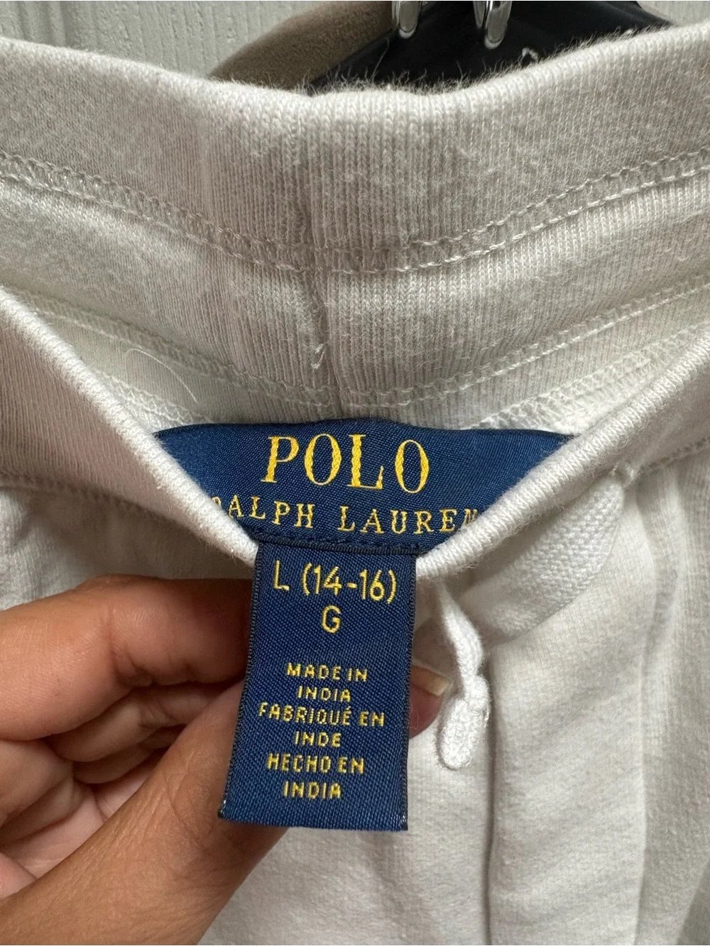 Ralph Lauren White Kids Fleece Joggers with Polo Pony
